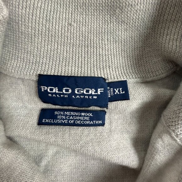 Polo Golf Ralph Lauren Mens Merino Wool Cashmere Full-Zip Sweater XL Gray Pocket - Picture 3 of 8